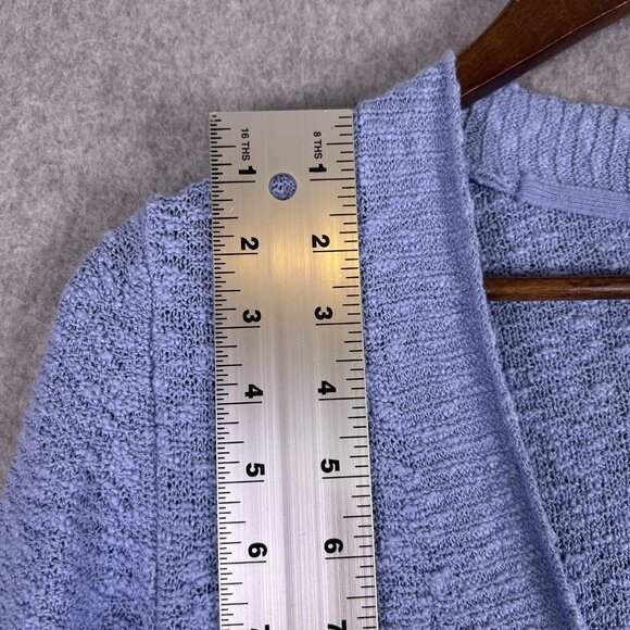 J.Jill Cardigan Women Small Blue Slub Textured Button Front V-Neck Comfy Casual - Picture 2 of 11
